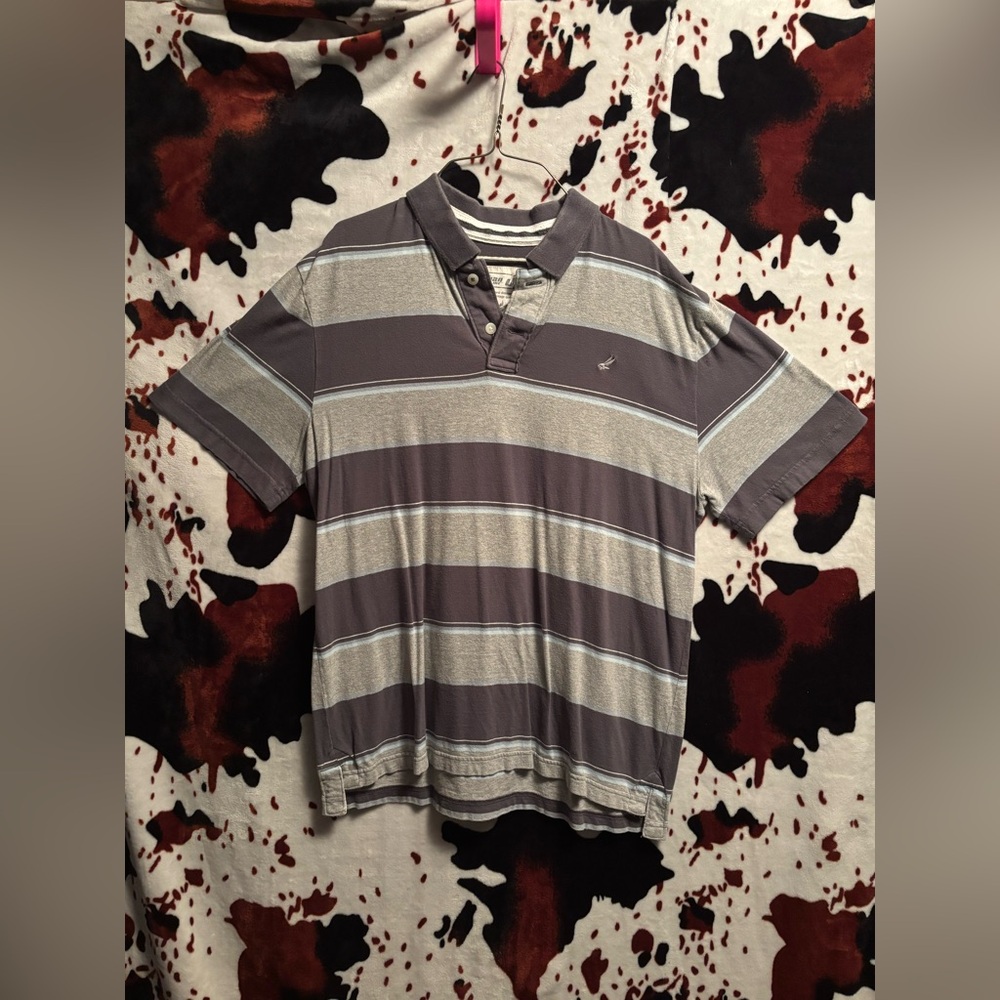 Men's Gray Striped Polo Shirt